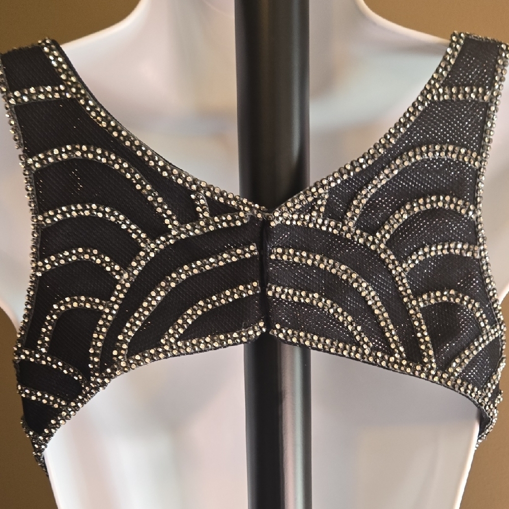 BEADED Jovani Navy Open Back Embellished Cocktail Dress NWT size 4 - Picture 13 of 16